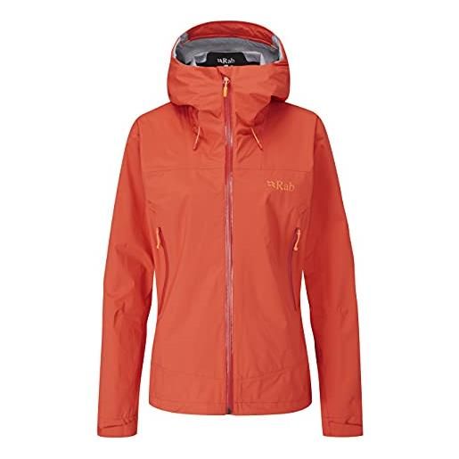 Rab giacca da donna downpour plus 2.0, pompelmo rosso, 42