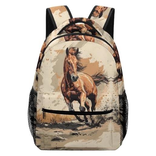 ZHIVIQ Horse Zaino Per Bambini, Running Animal Zainetto Per Studenti Stampato in 3D Con Tasca Laterale in Rete, Per Bambini/studenti/adulti 17inch