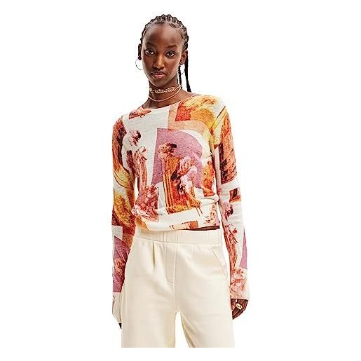 Desigual pullover_fotina_pull felpa, colore: rosso, m donna