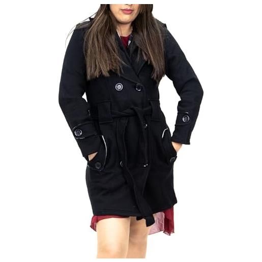 NOROZE donna bottone con cintura a maniche lunghe pile cappotto giacca size (48, vino)