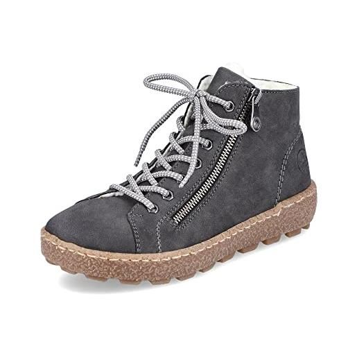 Rieker Donna Sneaker, Scarpe Sportive, Signora Alto, Sneaker,Scarpe Stringate,Stivaletti Da Ginnastica,Taglio Medio,Mid-Cut,ozean,37 EU / 4 UK