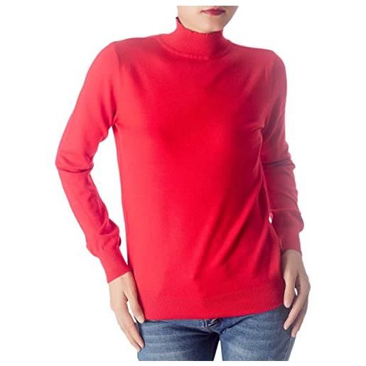 iB-iP donna maglia collo alto maniche lunghe maglione pullover, taglia: 44, rosso