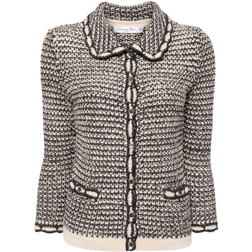 Christian Dior Pre-Owned - giacca all'uncinetto - donna - seta/lana - taglia unica - grigio