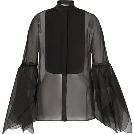 Genny blusa semi trasparente - nero