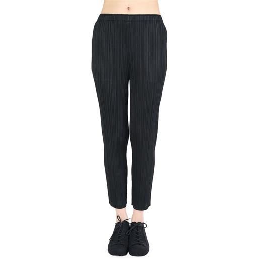 Pleats Please Issey Miyake pantaloni affusolati con pieghe - nero