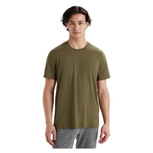 Icebreaker maglietta tencel lyocell cotton ss da uomo per uso quotidiano, avventura, palestra e allenamento - loden, l