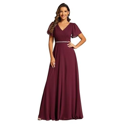 Ever-Pretty abito cerimonia donna estivi lunghi curvy elegante vestiti da sposa eleganti a v chiffon vita alta blu navy 48