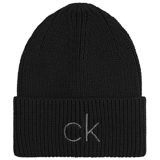 Calvin Klein Jeans calvin klein berretto in maglia donna re-lock berretto invernale, nero (ck black), taglia unica