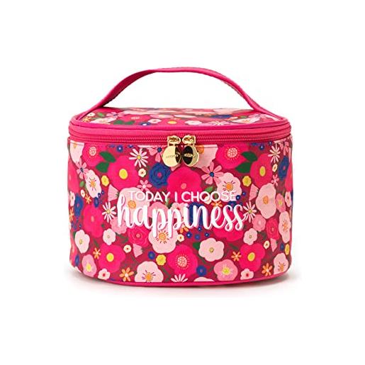Legami - beauty case, borsa per trucchi spaziosa, chiusura a zip, tasche interne, fascette porta pennelli, da viaggio, 21x19 cm, tema flowers