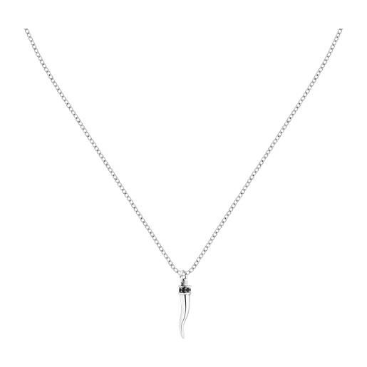 Morellato collana uomo in acciaio e cristalli con pendente cornetto, collezione motown, regalo uomo