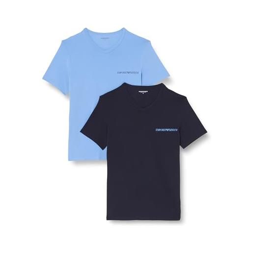 Emporio Armani core logoband v-neck 2-pack t-shirt, inchiostro/bianco, s men's