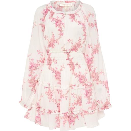 LoveShackFancy abito corto a fiori - bianco