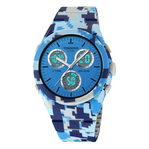 RORIOS Moda Orologio Uomo Digitale Militare Orologi con Cinturino in Resin Impermeabile Sportivo Orologio Cronografo Luminosi Orologio da Polso