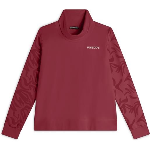 Freddy felpa donna comfort fit con collo alto e maniche fantasia floreale