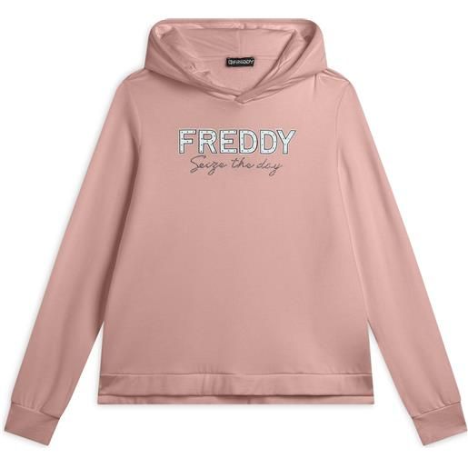Freddy felpa donna con cappuccio con logo e lettering in strass
