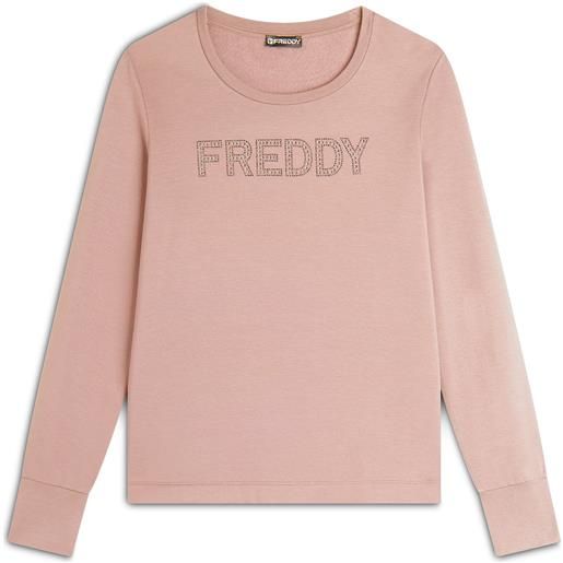 Freddy felpa girocollo da donna con logo freddy in strass