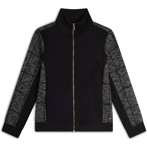 Freddy felpa zip e collo alto con inserti in jacquard knit