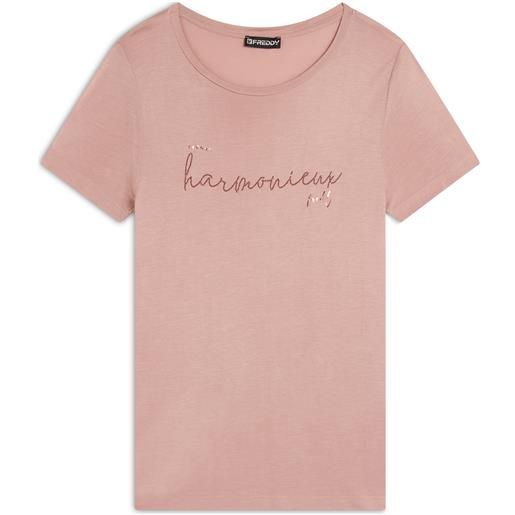 Freddy t-shirt donna in jersey viscosa scritta composta da borchie