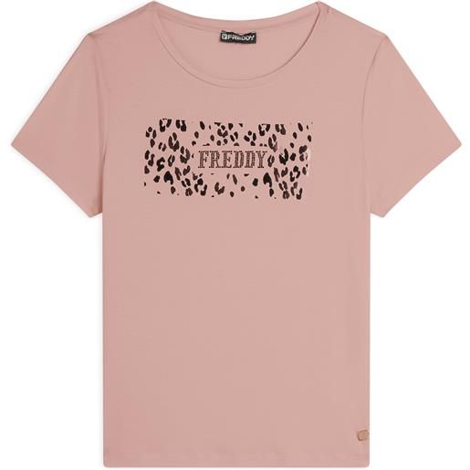 Freddy t-shirt donna in jersey di viscosa con stampa oro rosa