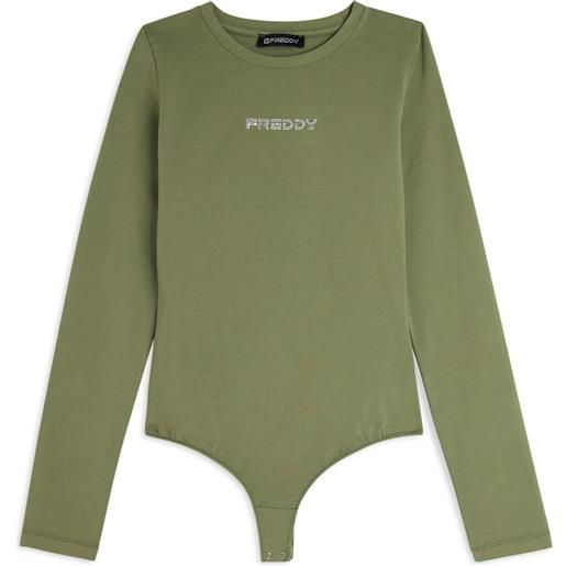 Freddy body scollo quadrato in jersey decorato da strass