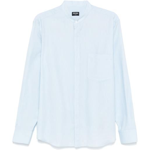 Zegna camicia con colletto alla coreana - blu