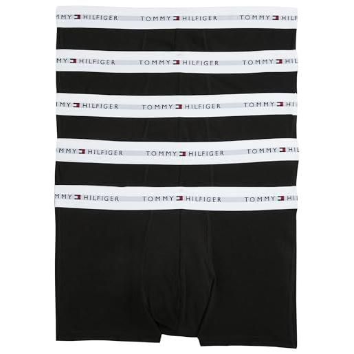 Tommy Hilfiger pantaloncini boxer uomo confezione da 5 cotone elasticizzato, multicolore (black/black/black/black/black), s