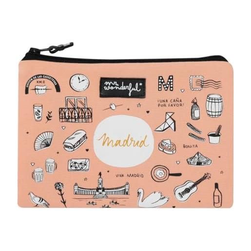 Mr. Wonderful - astuccio porta oggetti - madrid - beauty case da viaggio - chiusura con cerniera - beauty case in cotone, multicolore, trousse