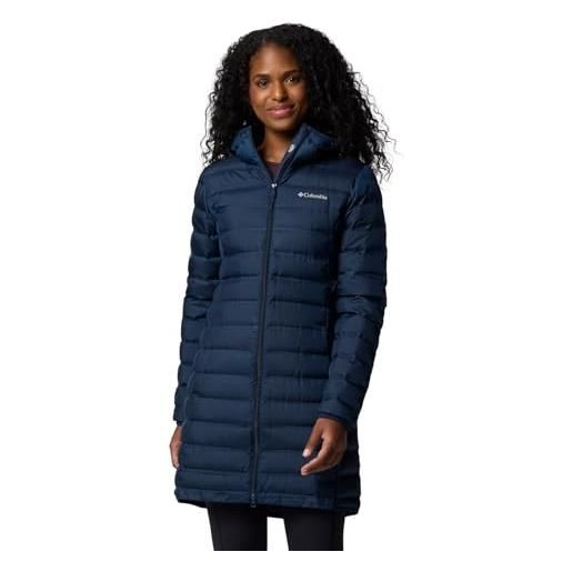 Columbia lake 22 down long hooded jacket, piumino con cappuccio donna, nocturnal, taglia xs
