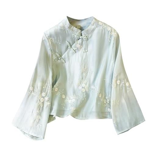 HAOLEI maglietta donna curvy in lino maglietta donna estiva maglietta a manica 3/4 con girocollo tops camicia elegante estiva vintage tinta unita tops elegante semplicità blusa abbigliamento donna offert