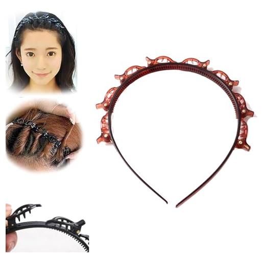 ZANWANXIN bangs hairstyle hairpin headband, toothed headband braid tool, hairpin headbands with clips attached for women, girls fashion hair accessories (1pcs-red, one size)