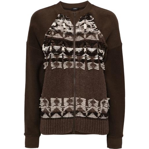 Goen.J cardigan con zip - marrone