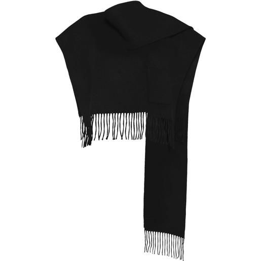 Goen.J poncho con frange - nero