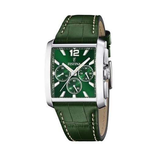 orologio da polso al quarzo analogico Festina Pelle uomo crono quadrante blu cinturino in cassa metallo-f6855/6 – Italy 18kt gold