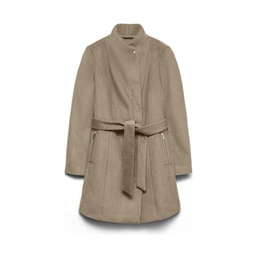 Vero moda vmtwodope belt 3/4 wool jacket ga noos, donna, silver mink, m