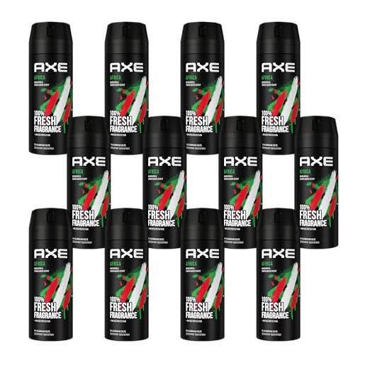 AXE deodorante spray per il corpo africa con protezione 48h contro l'odore del corpo senza sali di alluminio, 12 pezzi