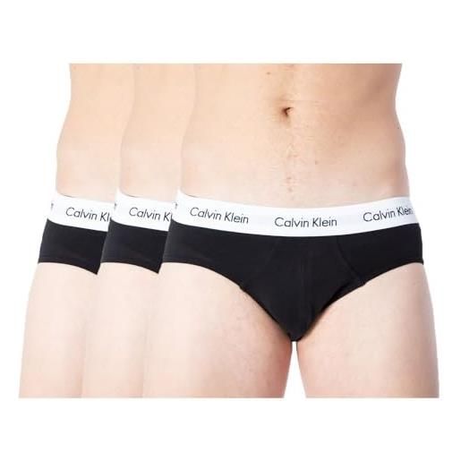 Calvin Klein confezione 3 slip uomo tripack mutande ck articolo u2661g 3p hip brief, 001 nero - black, s
