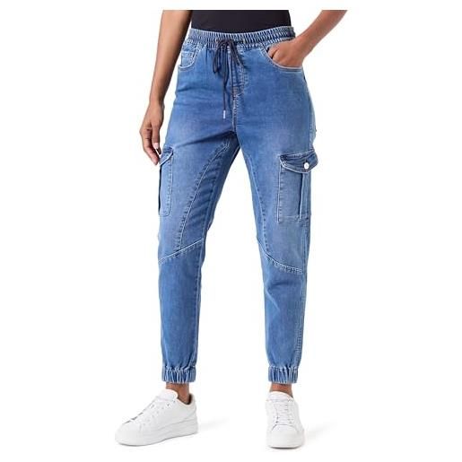 ONLY onlkelda cargo cut elas dnm gua jeans, denim blu medio, 34 it/l lungo donna