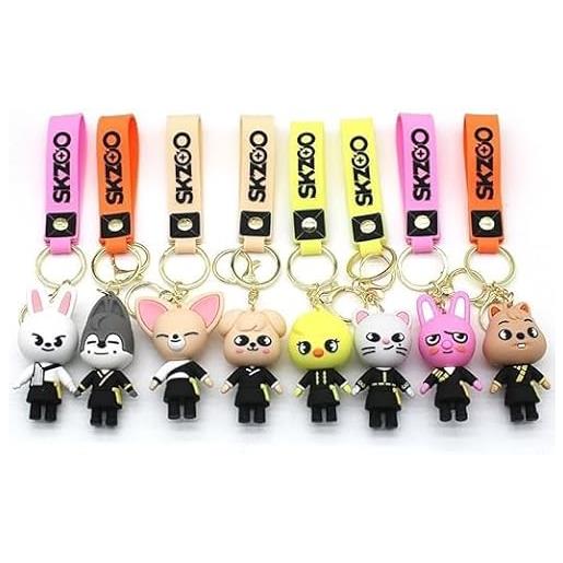 WASEEDS stray kids skzoo portachiavi stray kids 3d cartoon portachiavi skz animale zaino ciondolo telefono portachiavi kpop per i fan (8 pezzi/set)