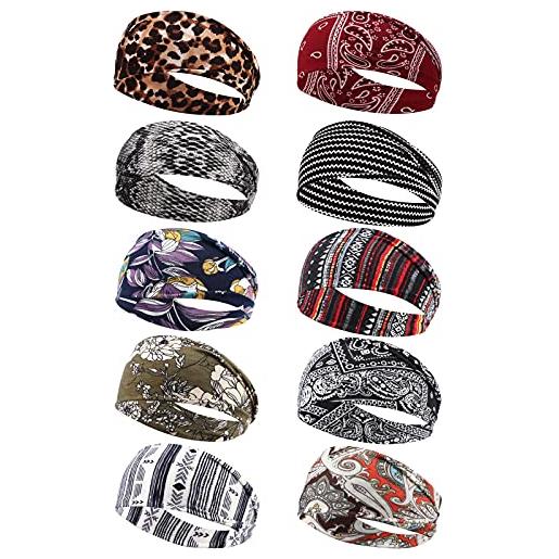 DRESHOW 10 pezzi fasce per capelli donna vintage cerchietti e fasce per capelli elastica turbante fasce yoga testa contorta accessori capelli per donna e ragazza