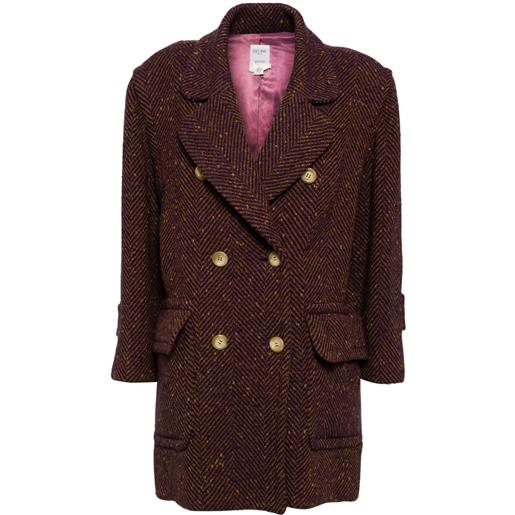 Celine Pre-Owned - cappotto doppiopetto - donna - lana/poliestere - taglia unica - blu