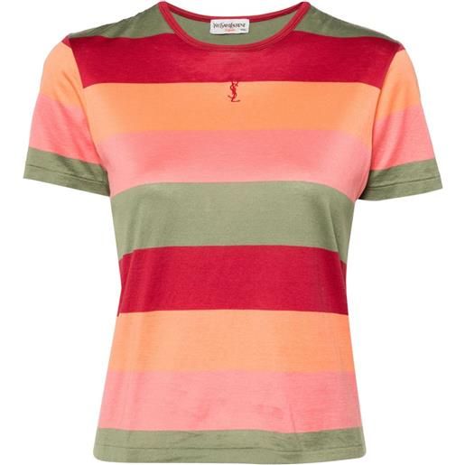 Saint Laurent Pre-Owned - t-shirt a righe - donna - cotone/cotone - taglia unica - rosso