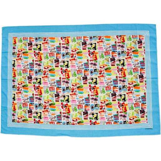 CHANEL Pre-Owned - sciarpa con stampa anni '90 - donna - cotone - taglia unica - blu