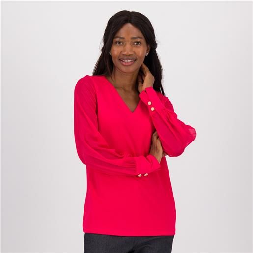 Isaac Mizrahi Live! maglia con corpo in jersey e maniche in tulle