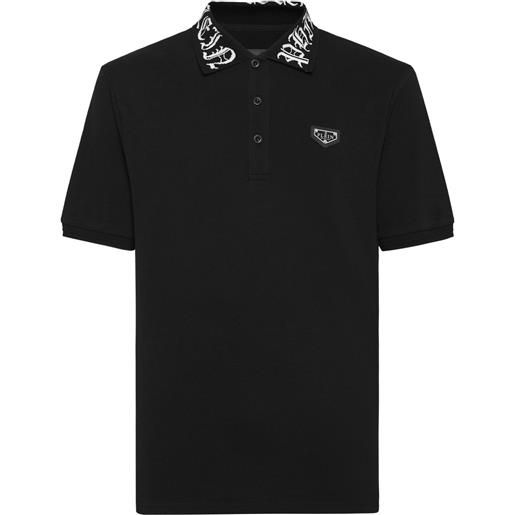 Philipp Plein polo con stampa gotica - nero