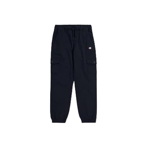 Champion legacy icons tonal logo b - stretch twill elastic cuff cargo pantaloni da tuta, nero, 9-10 anni bambini e ragazzi ss24