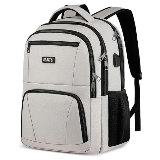 RJEU zaino uomo donna, zaini scuola per media superiore università usb adulti zaini porta lavoro ufficio, 15.6 pollic