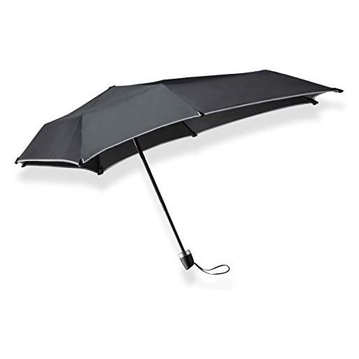 Senz ° mini storm pieghevole ombrello nero riflettente, black reflective, s