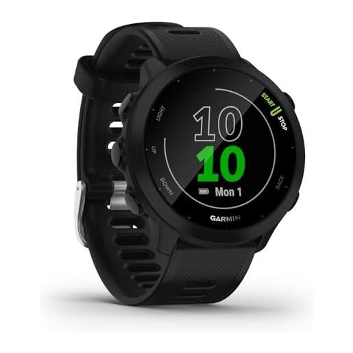 Garmin forerunner 55 - smartwatch running con gps, cardio, piani di allenamento inclusi, vo2max, allenamenti personalizzati, connect iq, nero, 1.04 pollici