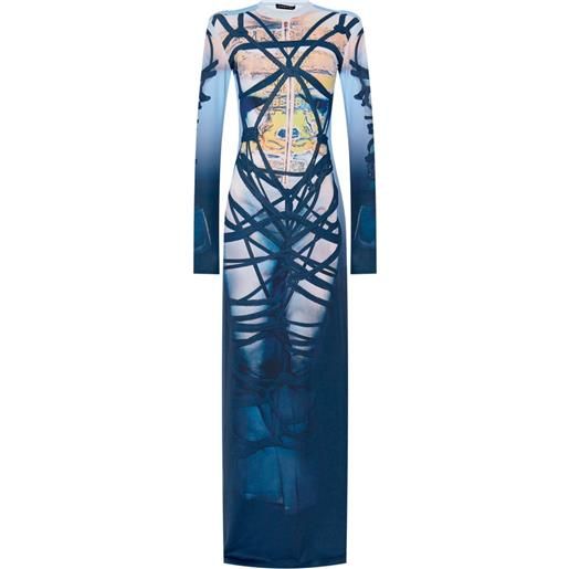 Y/Project abito lungo con stampa grafica - blu