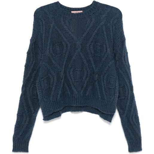 TWINSET maglione con logo goffrato - blu